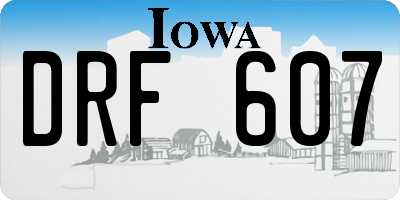IA license plate DRF607