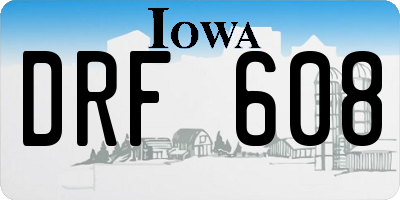 IA license plate DRF608