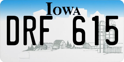 IA license plate DRF615