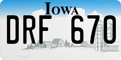 IA license plate DRF670