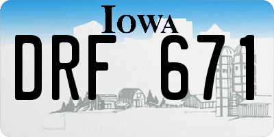 IA license plate DRF671