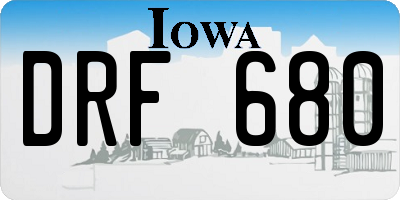 IA license plate DRF680