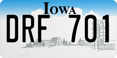 IA license plate DRF701