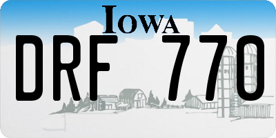 IA license plate DRF770