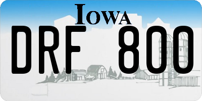 IA license plate DRF800