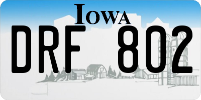 IA license plate DRF802