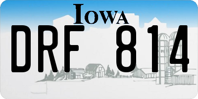 IA license plate DRF814