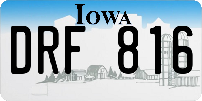 IA license plate DRF816