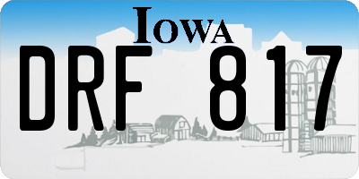 IA license plate DRF817