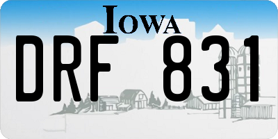 IA license plate DRF831