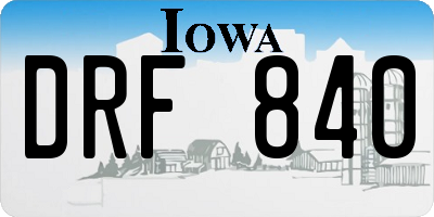 IA license plate DRF840