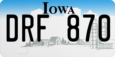 IA license plate DRF870