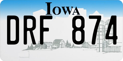 IA license plate DRF874