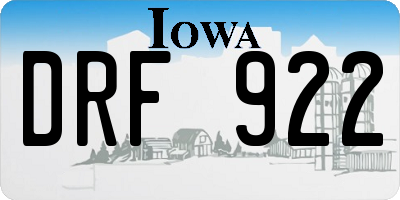 IA license plate DRF922