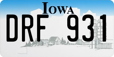 IA license plate DRF931