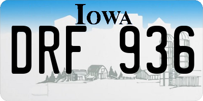 IA license plate DRF936