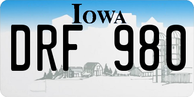 IA license plate DRF980
