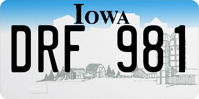IA license plate DRF981
