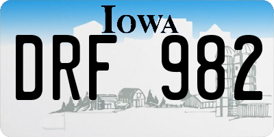 IA license plate DRF982