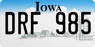 IA license plate DRF985