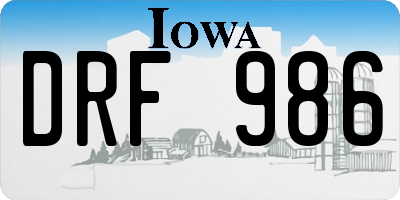 IA license plate DRF986