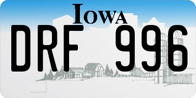 IA license plate DRF996