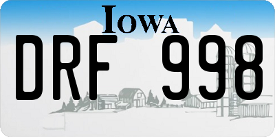 IA license plate DRF998