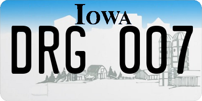 IA license plate DRG007