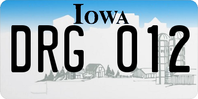 IA license plate DRG012