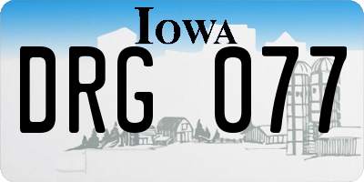 IA license plate DRG077