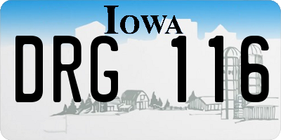 IA license plate DRG116
