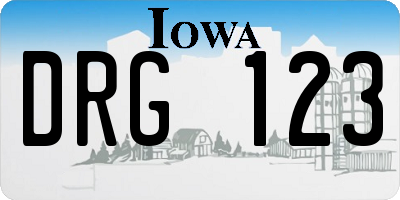 IA license plate DRG123