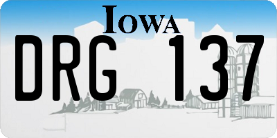 IA license plate DRG137