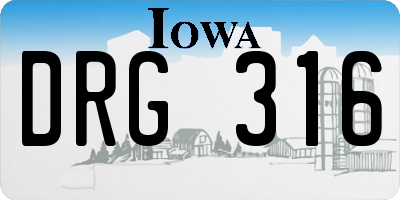 IA license plate DRG316