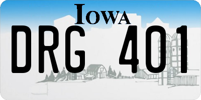 IA license plate DRG401