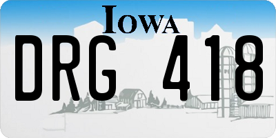 IA license plate DRG418
