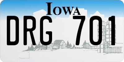 IA license plate DRG701