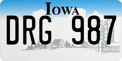IA license plate DRG987