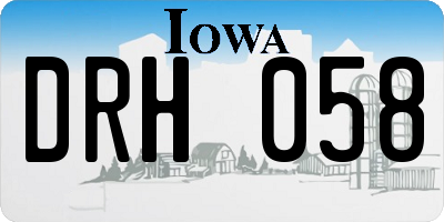 IA license plate DRH058