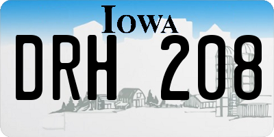 IA license plate DRH208