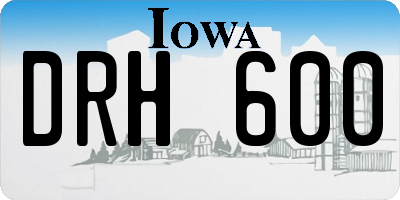 IA license plate DRH600