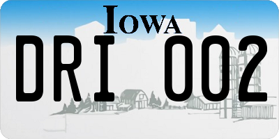 IA license plate DRI002