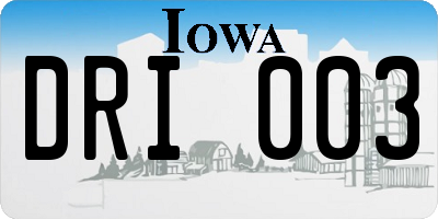 IA license plate DRI003
