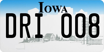 IA license plate DRI008