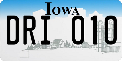 IA license plate DRI010