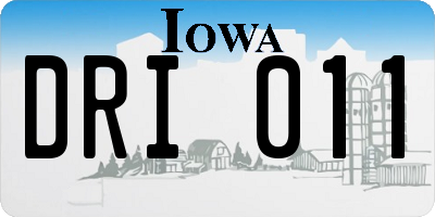 IA license plate DRI011