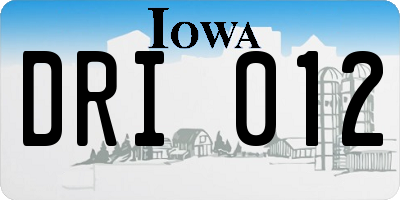 IA license plate DRI012