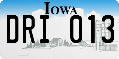 IA license plate DRI013