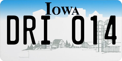 IA license plate DRI014