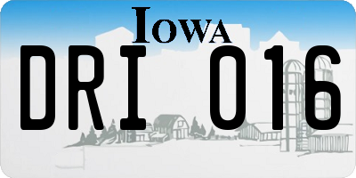 IA license plate DRI016